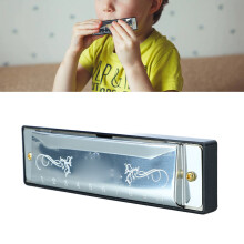 Harmonika 10 Löcher 20 Stimmungen C Ton Professionelles Standard Mundharmonika mit Etui für Kinder Anfänger Silber