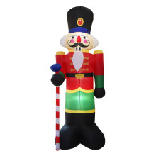 8ft Waterproof Outdoor Inflatable Nutcracker with LED Lights for Garden Yard