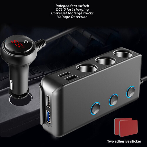 3 Steckplatz + 3 USB QC3.0 Auto-Ladeadapter 120W DC12-24V 2