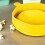 Foldable Yellow Silicone Popcorn Bucket with Handle, Large Capacity 6