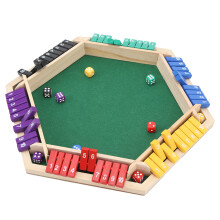 Shut The Box Würfelspiel für 6 Spieler, 6 farbige Seiten, Holztablett, Shut The Box Spiel mit 12 Würfeln