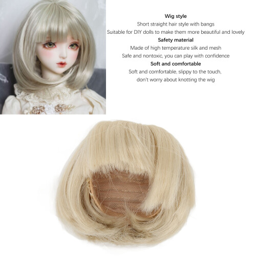 Doll Wig with Bangs, Short Straight Matcha Green for 1/6 Doll 2