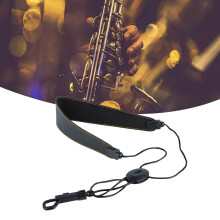 Leder-Saxophon-Gurt mit Metallhaken, verstellbar, bequem gepolstert, universeller Nackenriemen für Alt-, Tenor- und Sopran-Saxophone