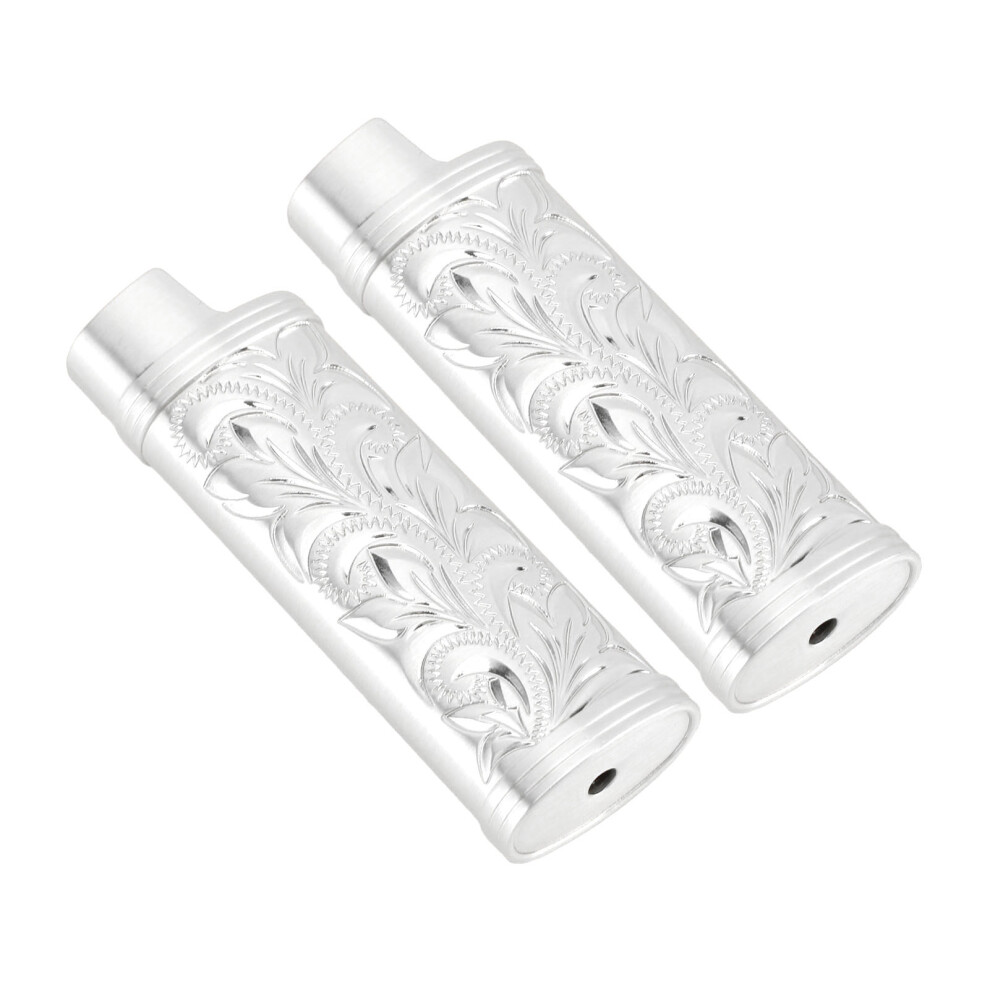 Silver 2Pcs Zinc Alloy Lighter Case Floral Pattern For Camping Hiking