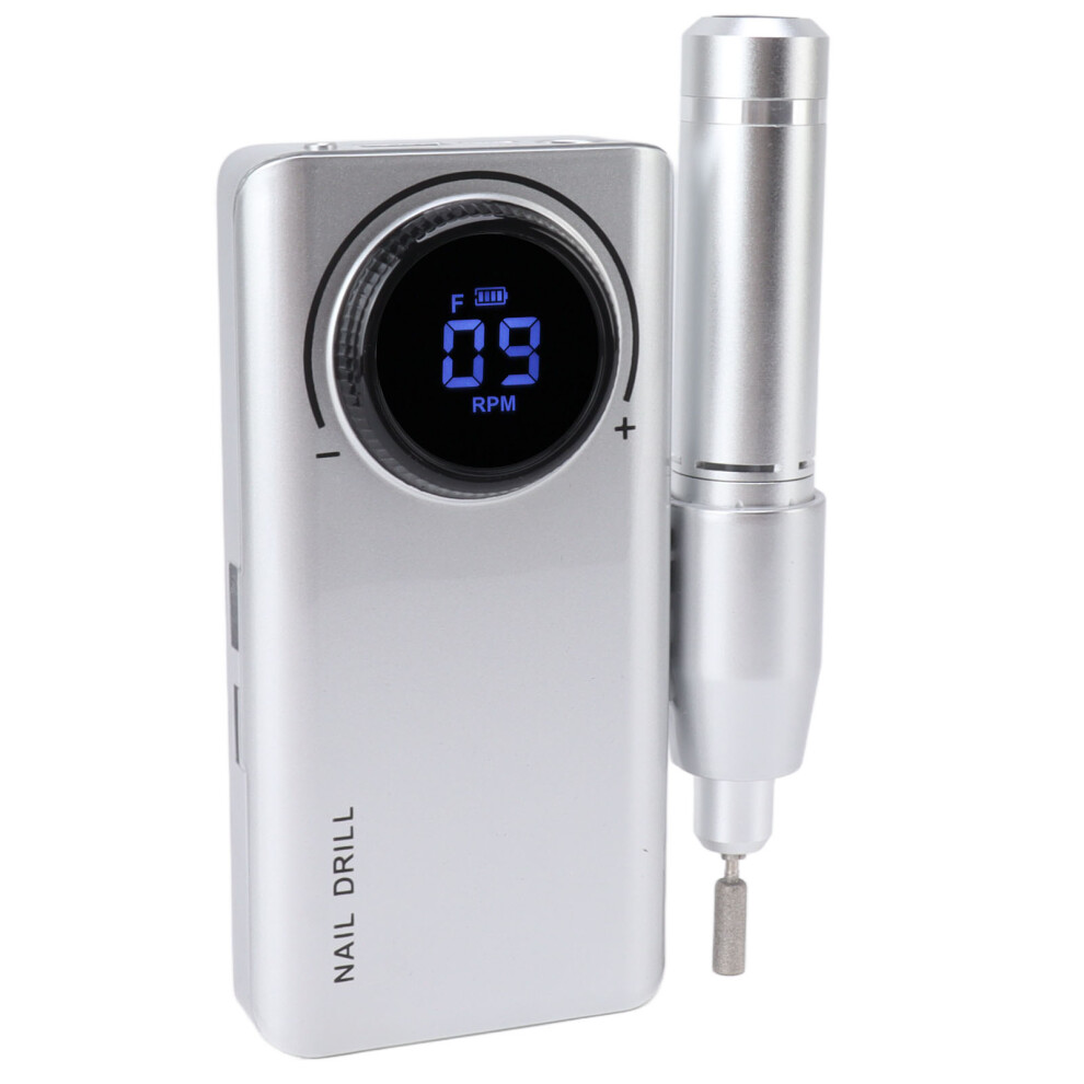 Silver Electric Nail Drill 35000Rpm Rechargeable Metal Polishing Machine