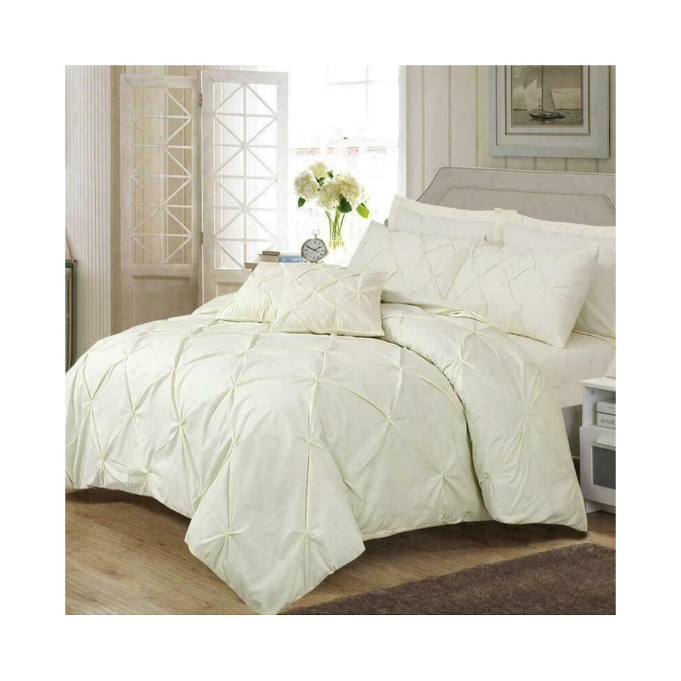 (Cream , King ) Pintuck Pleated Egyptian Cotton Mix DUVET COVER SET BEDDING SETS Single DOUBLE KING SUPER KING-image-OPC-PJDYCTY-NEW