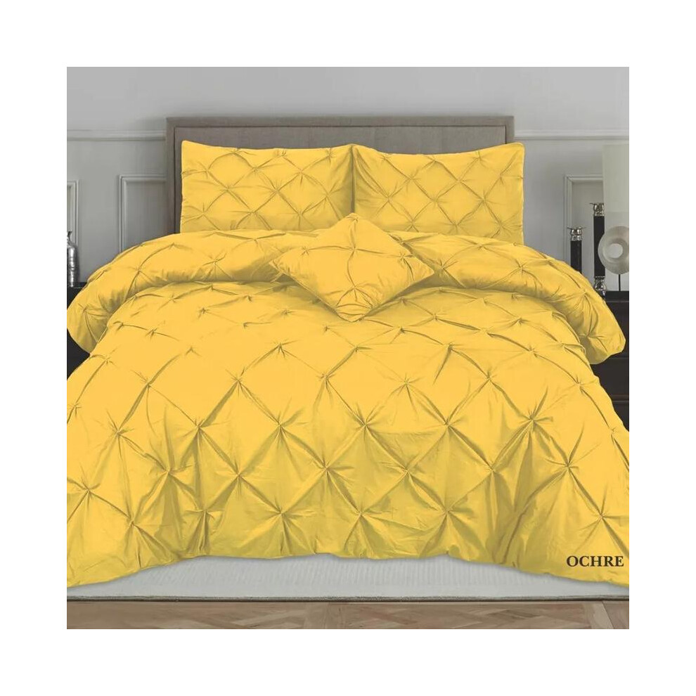 (Ochre, Super King ) Pintuck Pleated Egyptian Cotton Mix DUVET COVER SET BEDDING SETS Single DOUBLE KING SUPER KING-image-OPC-PJDYCWW-NEW