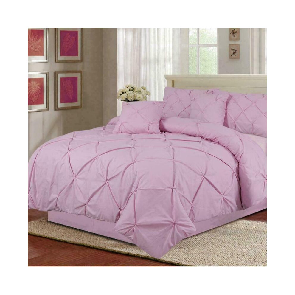 (Pink , Double ) Pintuck Pleated Egyptian Cotton Mix DUVET COVER SET BEDDING SETS Single DOUBLE KING SUPER KING-image-OPC-PJDYCWY-NEW