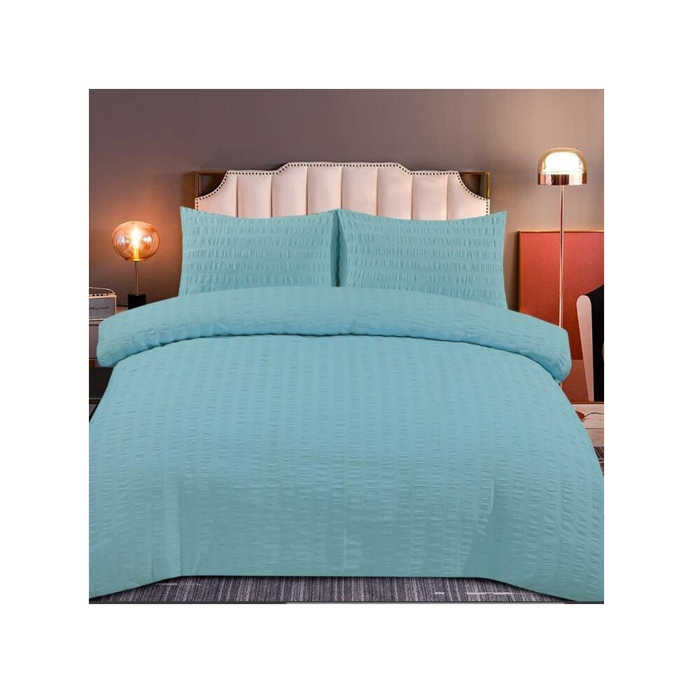(Aqua Ocean, King) Seersucker Duvet Cover Set Rich Cotton Bedding Sets All Sizes Available Cotton Soft  Washable-image-OPC-PJDYCZ6-NEW
