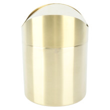 Desktop-Mülleimer aus 304 Edelstahl, Fingerabdruckfrei, kompakt, platzsparend, mini Tischmülleimer für Büro, Gold