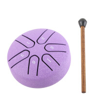 Handpan Trommel Professionell Mini 6 Noten Sorgenfreie Zungen-Trommel Percussioninstrument mit Trommelstöcken Lila