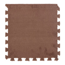 10 Stück Plüsch-Schaumstoff-Teppich, Weicher, Dick, Mit Nut und Feder, Puzzle-Teppich aus Plüschschaum für den Raum, Braun