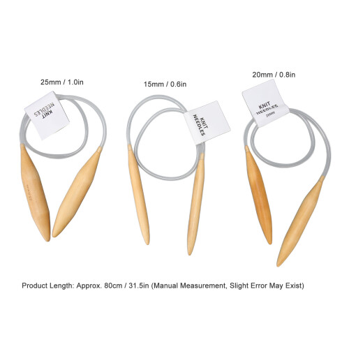 Wooden Circular Knitting Needles Set 3-Pieces, 31.5in, Assorted Sizes 1