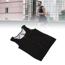 Herren Sauna-Bodybuilder-Top Shape-Trainer Fitness-Workout Neopren Schwitzwaist-Zip-Tank-Top Innen Silber L/XL