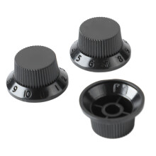 3 Stück Gitarrensteuerknöpfe – 1 Volumen, 2 Tonregler – Passend für Top-Plastikset Kit – Instrumentenzubehör Ersatz Schwarz