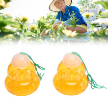 2 Pack Orange Gourd-Shaped Wasp Traps for Gardens and Patios