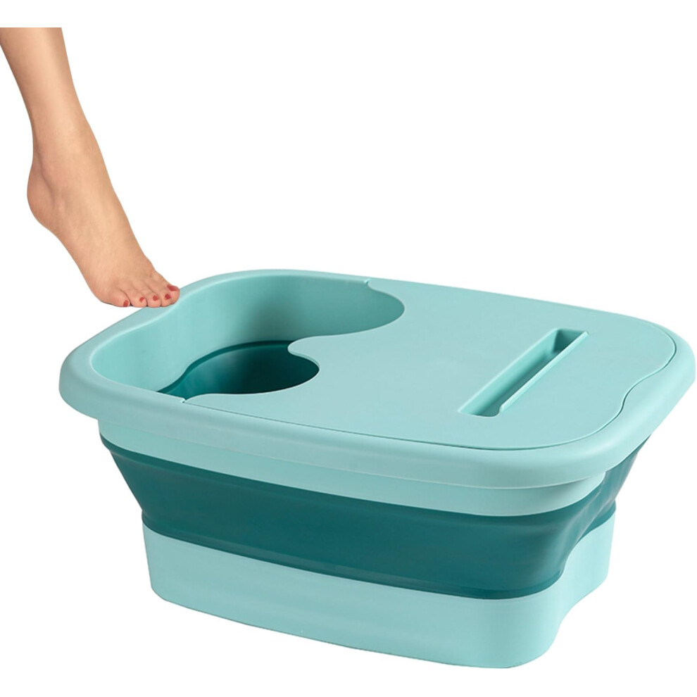 Green (Green) Foot Soaking Bath Basin - Foot Soak Bath Tub With Massaging Rollers - Stress Relief Foot Spa, Foldable Bucket Large Foot Soaking Tub Bucket