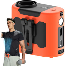 (Orange) Waist Fan, Rechargeable Clip On Wearable Belt Fan, Silent Cooling Accessories, 5 Speeds, 10000mah, Outdoor Camping, Travel, Commuting, Gym Exercise