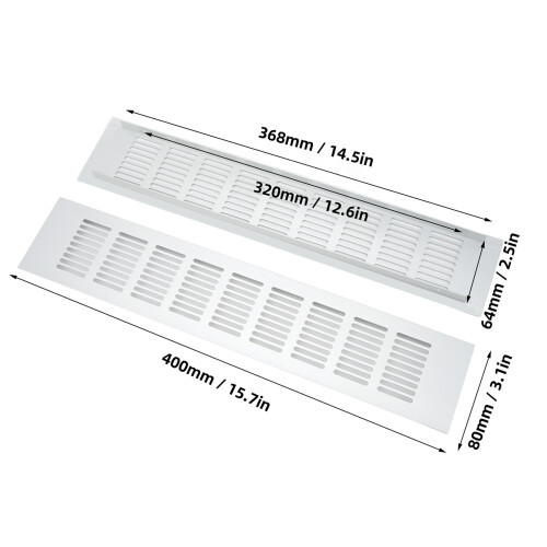 Air Vent Aluminium Alloy Rectangular Vent Plate 80x400mm for Cabinets & Closets 1