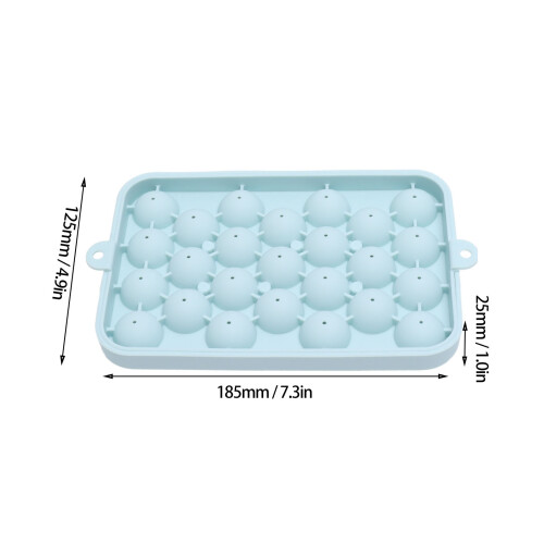 25 Cell Silicone Ice Cube Tray Blue Easy Release Small Round Ice Sphere Mold 1