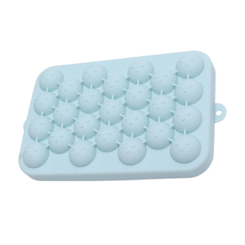 25 Cell Silicone Ice Cube Tray Blue Easy Release Small Round Ice Sphere Mold
