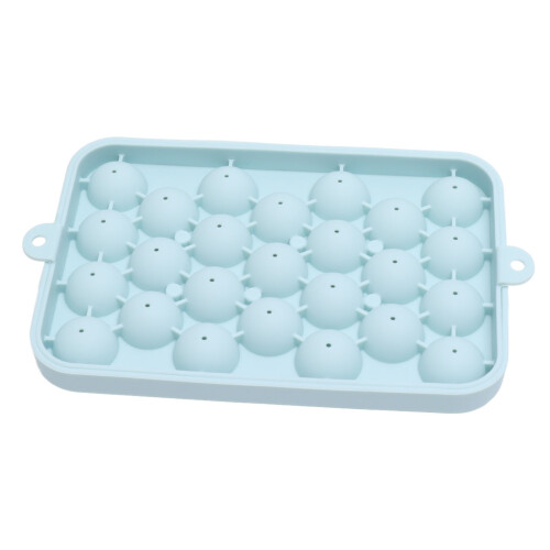 25 Cell Silicone Ice Cube Tray Blue Easy Release Small Round Ice Sphere Mold 2