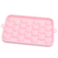 Mini Round Ice Sphere Tray 25-Grid Silicone Mold in Pink Easy Release with Lid