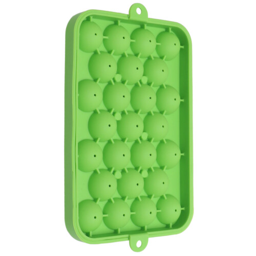 Green Silicone Ice Cube Tray 25 Mini Round Ice Balls with Lid