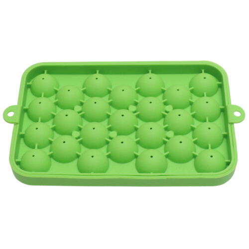 Green Silicone Ice Cube Tray 25 Mini Round Ice Balls with Lid 2