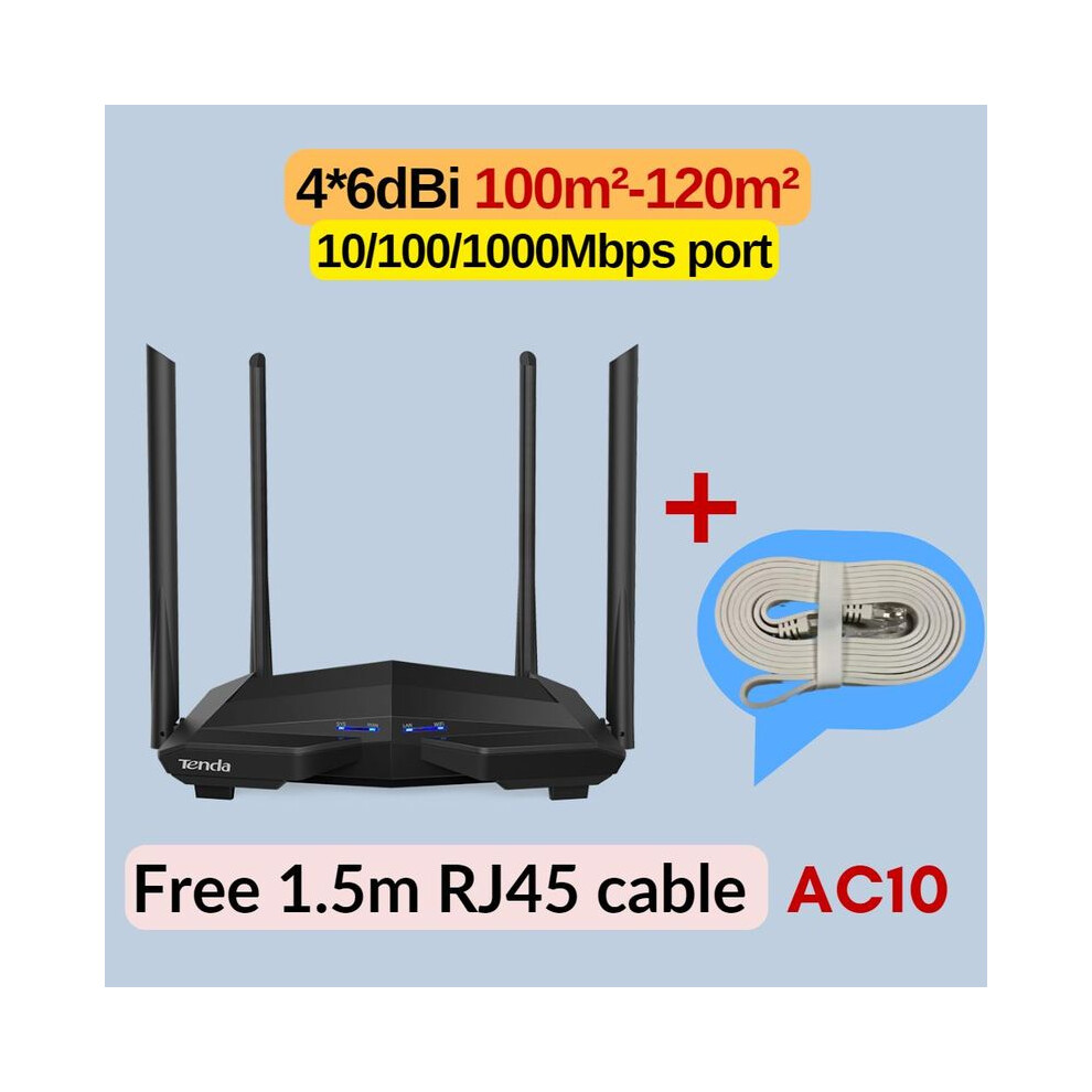 (Gigabit router AC10-Original )Tenda WIFI Router AC1200 Dual-Band 2.4G 5GHz AC10 Wireless Router Wi-Fi