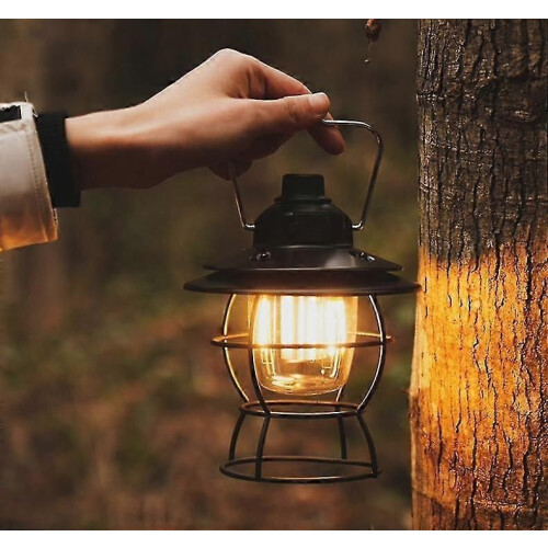 1 Pack Retro Led Camping Lantern Type-c Rechargeable And Dimmable, Cute Retro Handheld Portable Camping