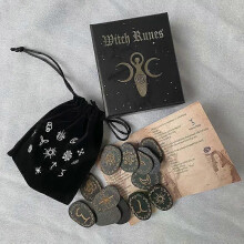 1 set di rune in legno, set di rune delle streghe, simbolo runico inciso per meditazione, divinazione,
