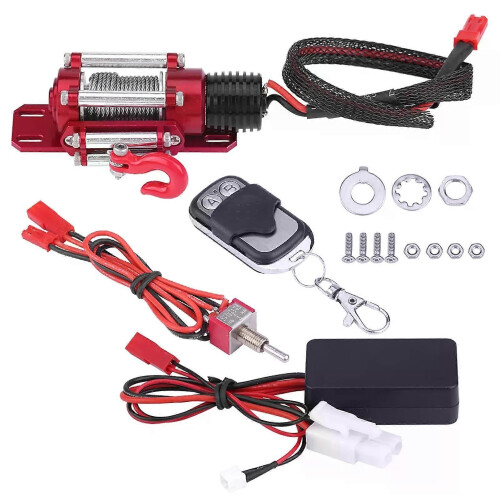 Accessorio per auto cingolata RC in scala 1/10, verricello in metallo con telecomando