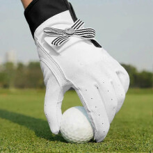 1 Pair Women Lambskin Leather Golf Gloves with Mark Ladies Breathable Open Finger Mittens Right and