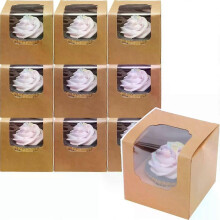 10/20/30 stuks Khaki Enkele Cupcake Dozen Papier met Inzetstuk en Transparant Venster Vouw Individuele