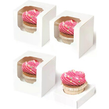 10/20/30 stuks witte enkele cupcake dozen van papier met inzetstuk en transparant venster. Vouw individuele