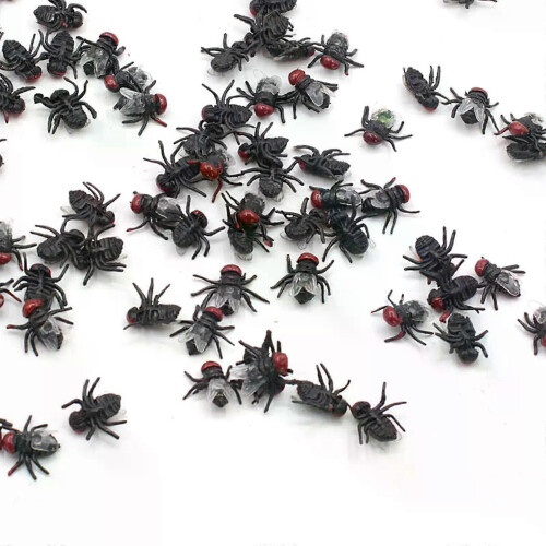 Lot de 100 fausses mouches en plastique pour Halloween