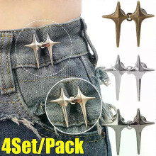 1/4 Set Verstelbare Taille Gesp Kruis Ster Vorm Jean Knopen Spelden Afneembare Metalen Knopen Taille