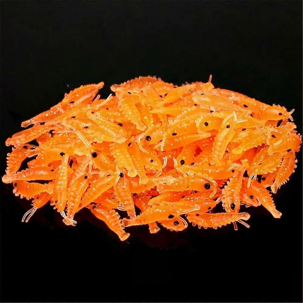100pcs Soft Silicone Shrimp Fishing Lures 27cm 03g Small Light Green Freshwater Fishing Glow Shrimp