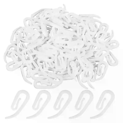 100pcs/Set Curtain Hanging Hooks Ring Window Curtain Hanger Hooks White Plastic Curtain Hook For Car
