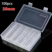 100x 25mm muntcapsules ronde plastic munthouders dozen koffer container met opbergvakken