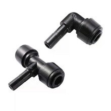 Raccord d'eau RO noir 635 mm, coude droit 1/4" en T, raccord POM, tuyau PE, cloison, connecteur rapide