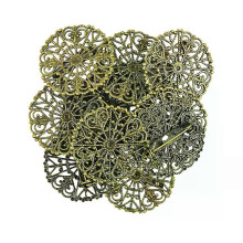 10 pezzi di spilla in filigrana con fiore, base vuota per spilla da bavero, spille di sicurezza, accessori