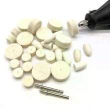 10 Stücke Schleifen Polieren Polieren Runde Rad Pad Wollfilz + 1 Stange 32mm Schaft Metall Oberfläche