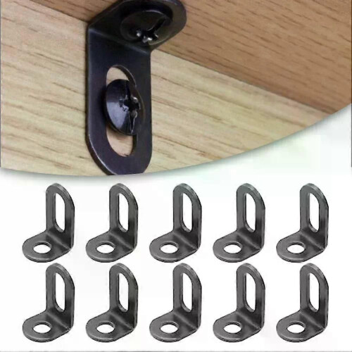 10pcs L-Shaped Connecting Angle Thickened Adjustable Right Angle Fixing Angle Iron Black Metal Corner