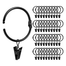 12er-Pack Vorhangringe mit Clips, zu öffnende Gardinen-Metallclips, rostfreie Metallbügelringe für Fenster