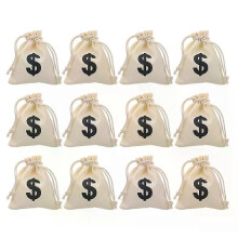 12 Pcs Drawstring Money Bags Small Pouch Game Coins Canvas Favor Gift Bag Party Practical Storage Snack