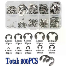 Set di 120/200 anelli elastici di sicurezza in acciaio inossidabile, assortimento di rondelle con clip