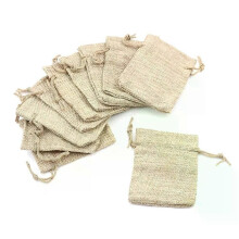 10pcs Small High Quality Natural Linen Storage Drawstring Bags Christmas Gift Package Small Pouch Home