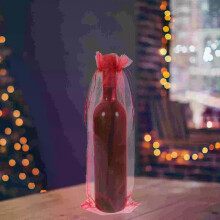 10pcs Sheer Organza Bottle Cover Gift Bags ( Red)